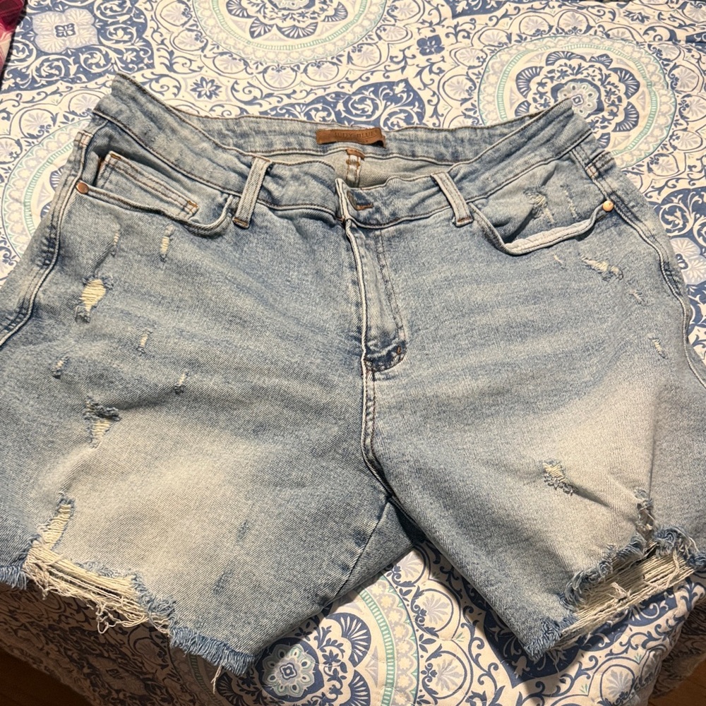 Judy Blue Light Blue Distressed Jean Shorts
